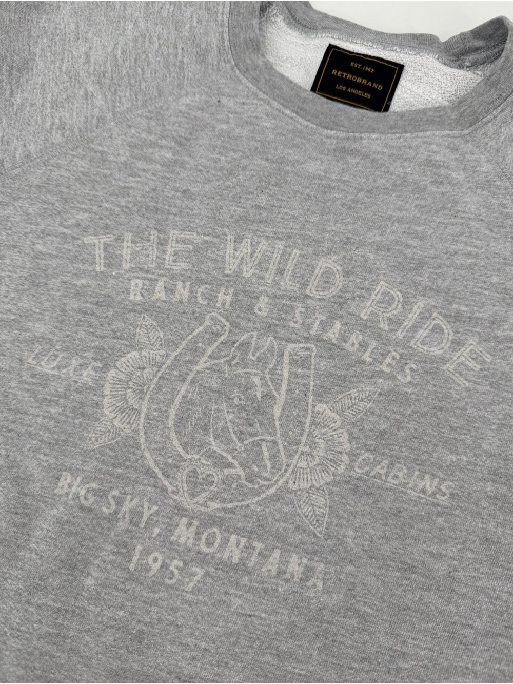 Original Retro Brand Gray Women's Sweatshirt Big Sky Montana “The Wild Ride”